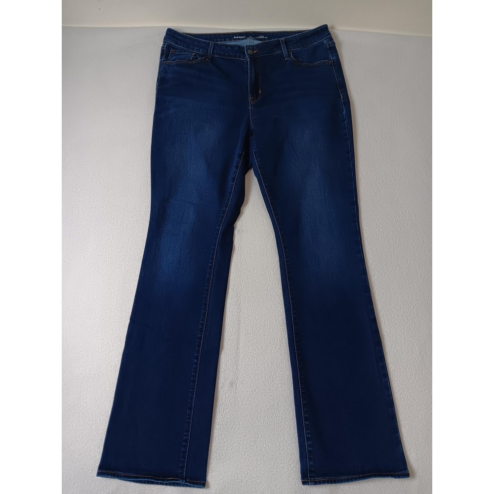 Old Navy Womens Size 14 Long Dark Wash Bootcut Jeans Mid Rise Stretch Denim - Picture 2 of 6